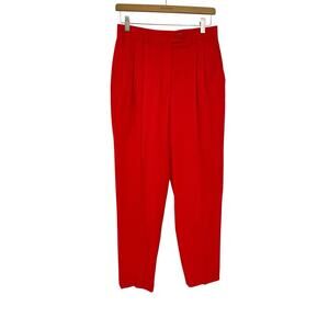 Vintage Escada Margaretha Ley Pants Pleated Front Red Wool Size 38 US 8
